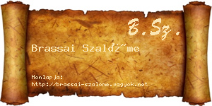 Brassai Szalóme névjegykártya